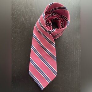IZOD Pink & Navy Blue Striped Silk Tie - 3.25" Classic Width - EUC